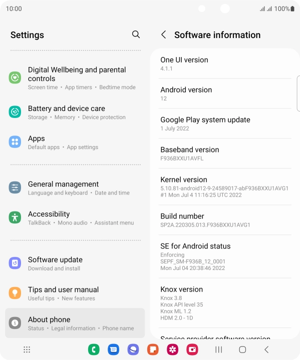 Your phone's software version is displayed below Android version.