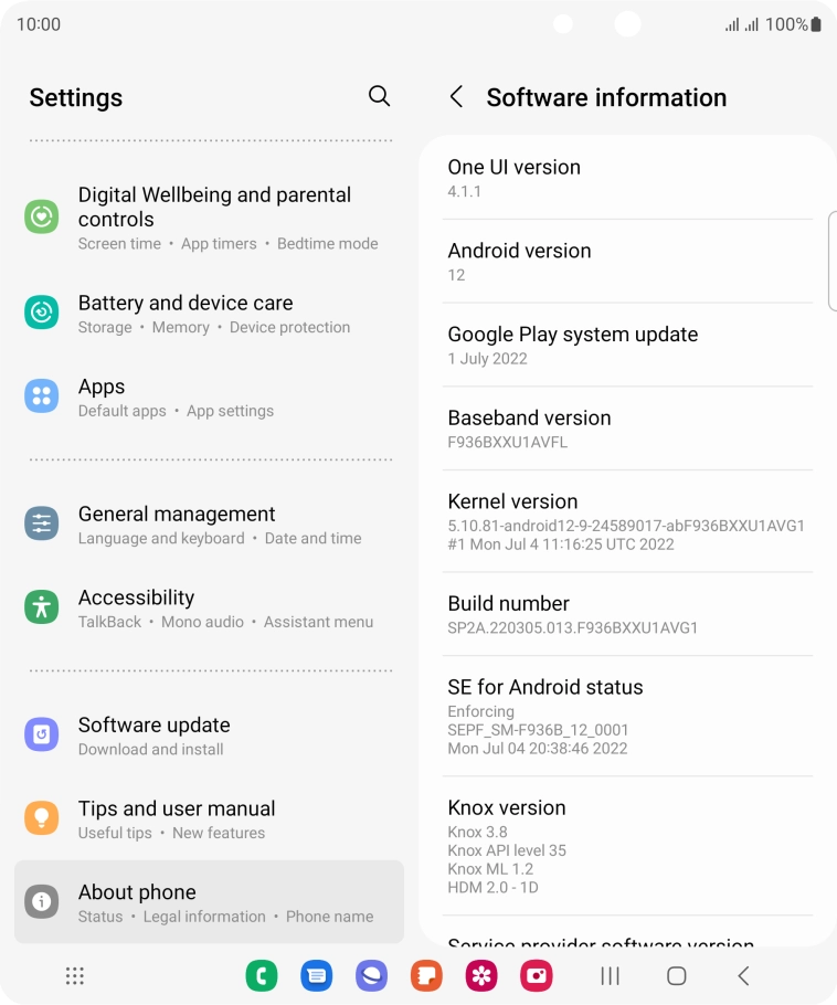 Your phone's software version is displayed below Android version.