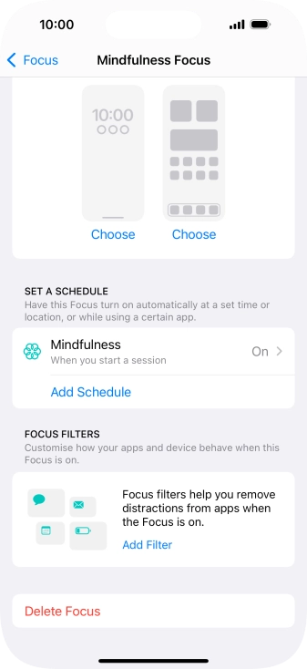 Press the required setting below 