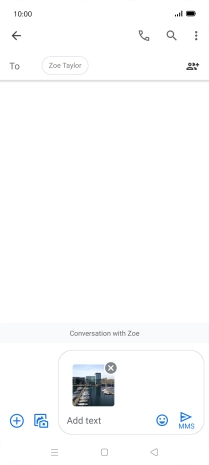 Press the text input field and write the text for your picture message.
