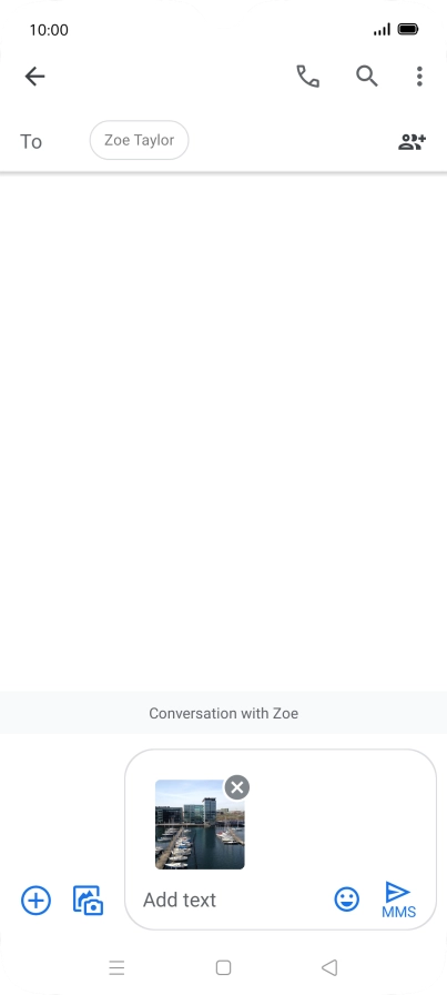 Press the text input field and write the text for your picture message.