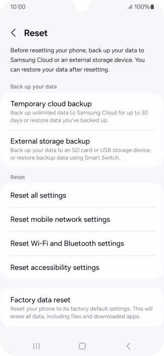 Press Reset mobile network settings.