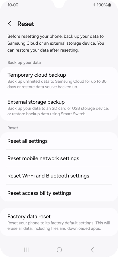 Press Reset mobile network settings.