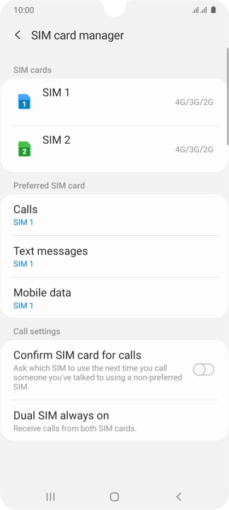 Press the required SIM.