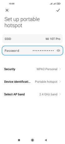 Press SSID and key in the required name for the Wi-Fi hotspot.