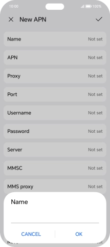 Key in Vodafone Internet and press OK.
