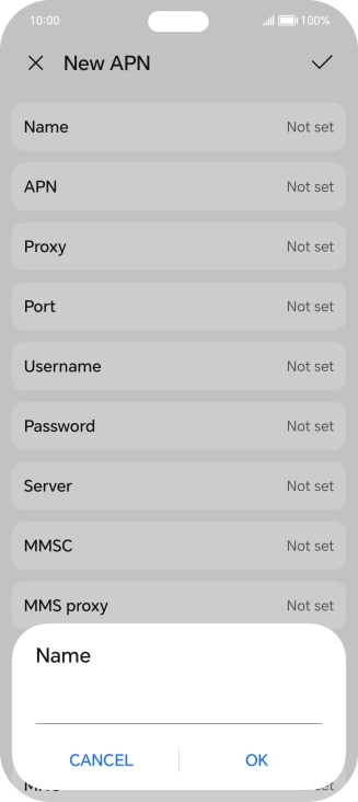 Key in Vodafone Internet and press OK.