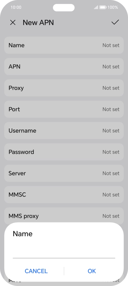 Key in Vodafone Internet and press OK.
