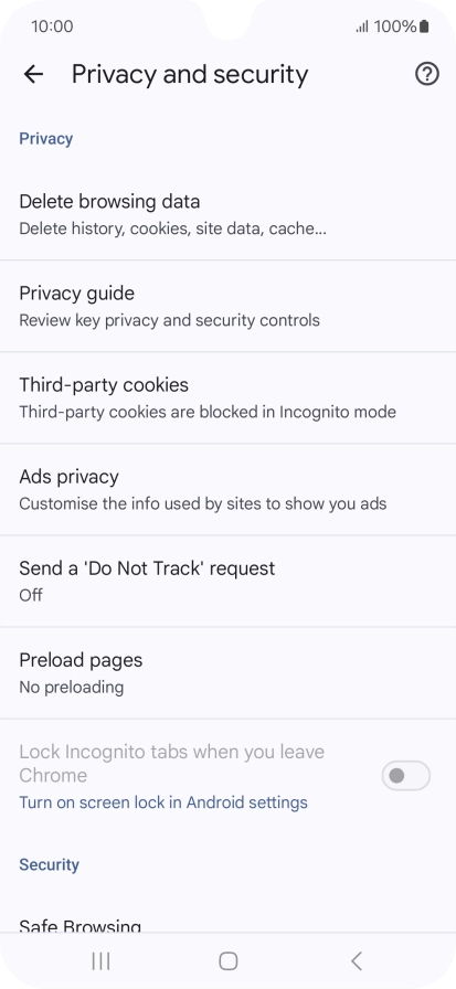 Press Delete browsing data.