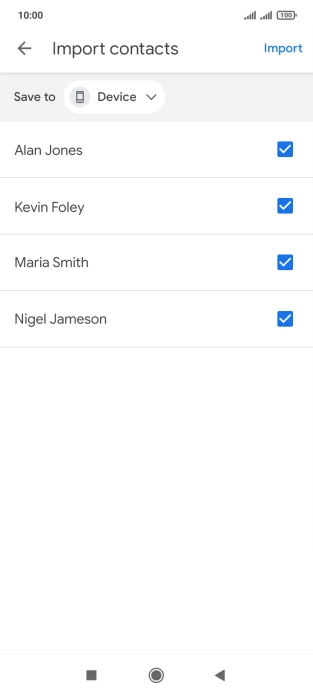 Press the fields next to the required contacts to select them.