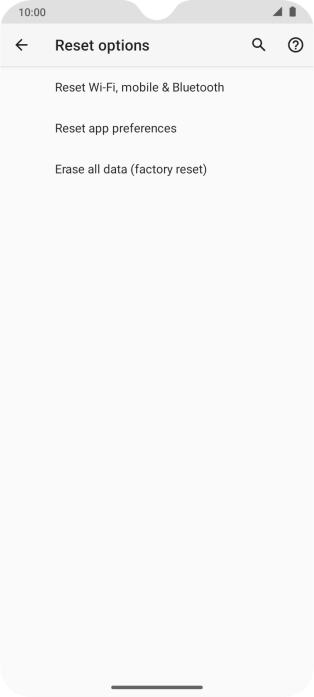 Press Erase all data (factory reset).