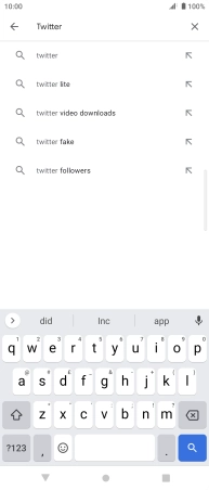 Key in Twitter and press the search icon.