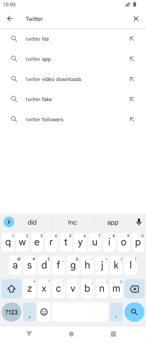 Key in Twitter and press the search icon.