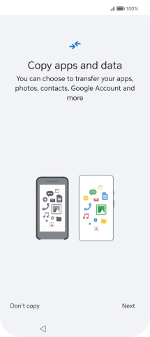 You can transfer the contents of another phone to your phone when it's activated for the first time and after a factory reset. When this screen is displayed, your phone is ready to transfer contents from another phone.