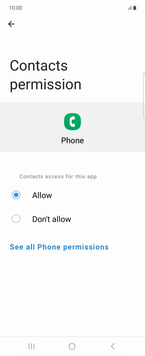 Press the required setting.