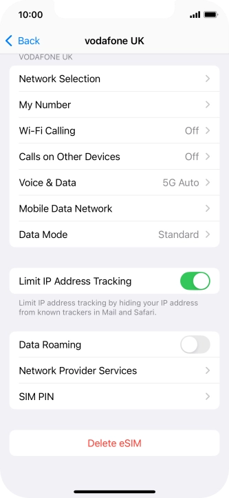 Press Delete eSIM and follow the instructions on the screen to delete your eSIM.