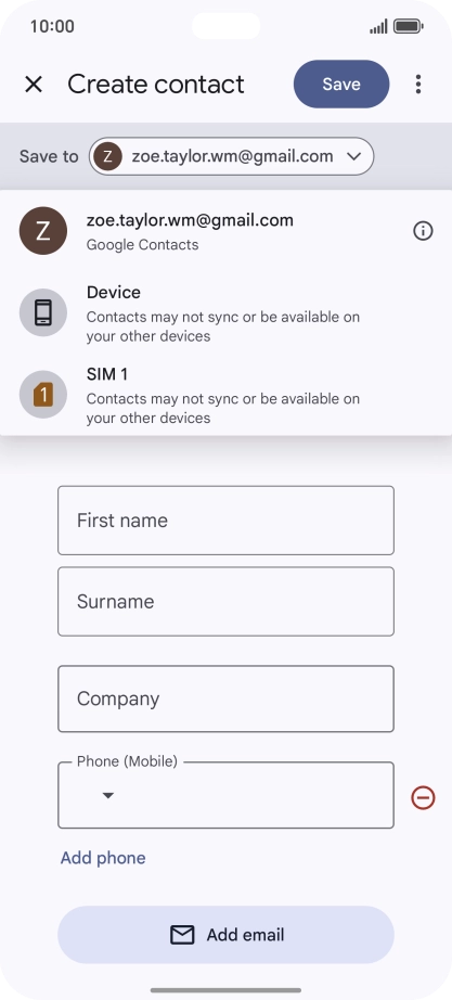 Press the required Google account.