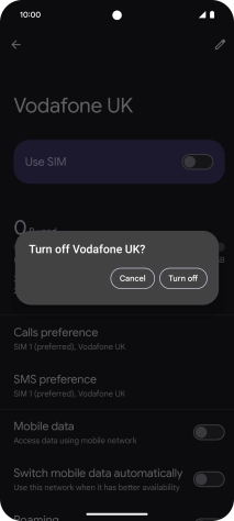 If you turn off use of the price plan, press Turn off.
