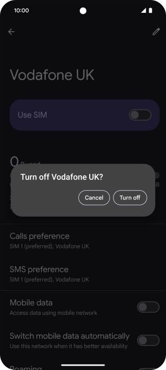 If you turn off use of the price plan, press Turn off.
