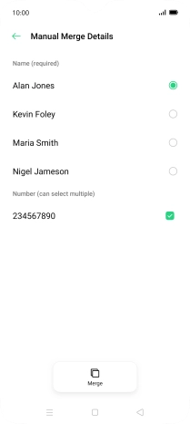 Press the required contacts.