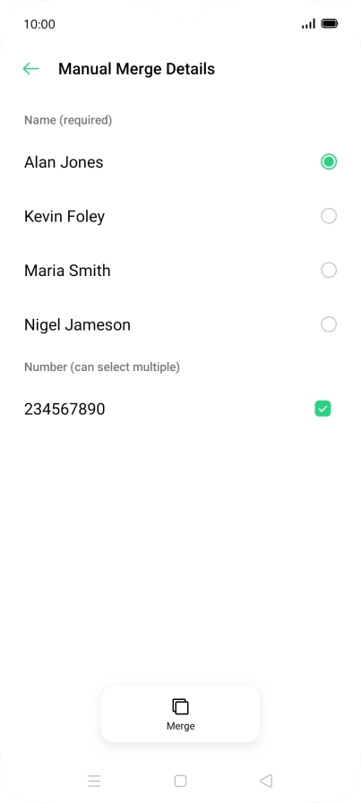 Press the required contacts.