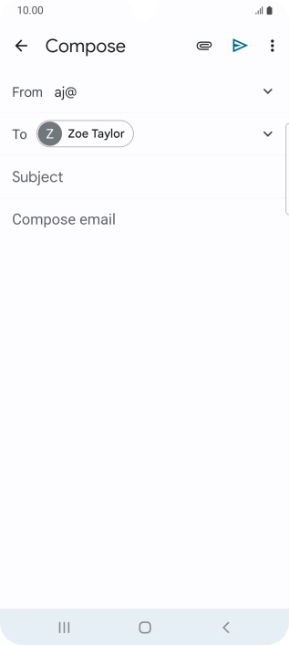 Press Subject and key in the subject for the email message.