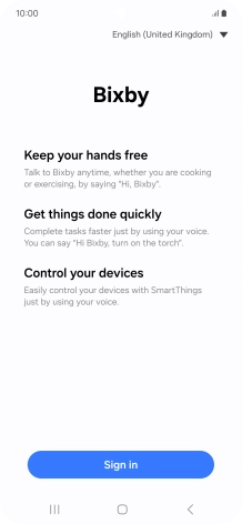 Press Sign in and follow the instructions on the screen to log on to your Samsung account.