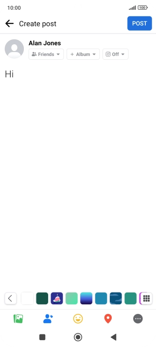 Write the required text and press POST.