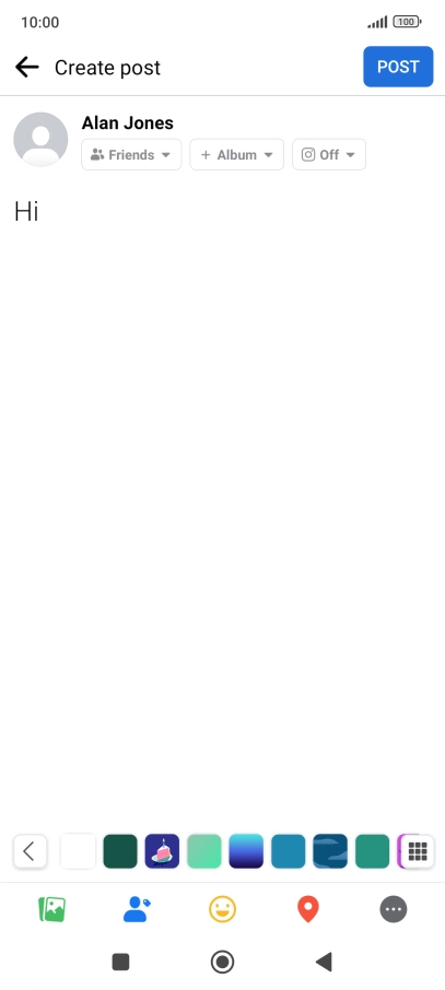 Write the required text and press POST.