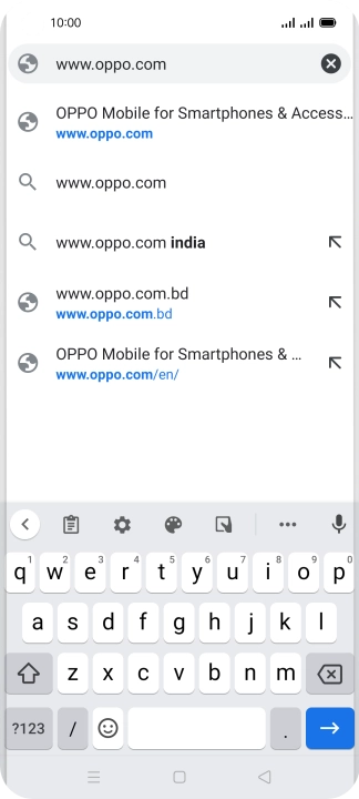 Key in the address of the required web page and press arrow right.