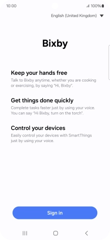 Press Sign in and follow the instructions on the screen to log on to your Samsung account.