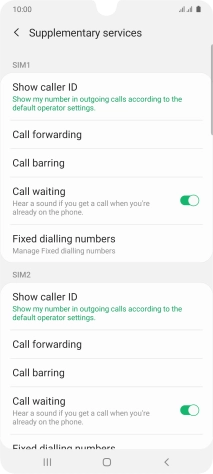 Press Call forwarding below the required SIM.