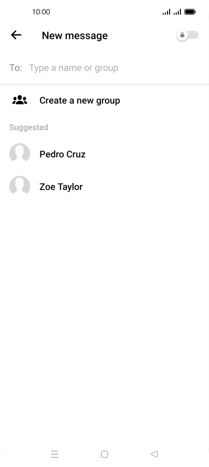 Press the search field and key in the first letters of the recipient's name.