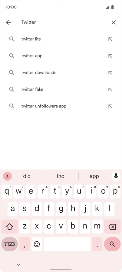 Key in Twitter and press the search icon.