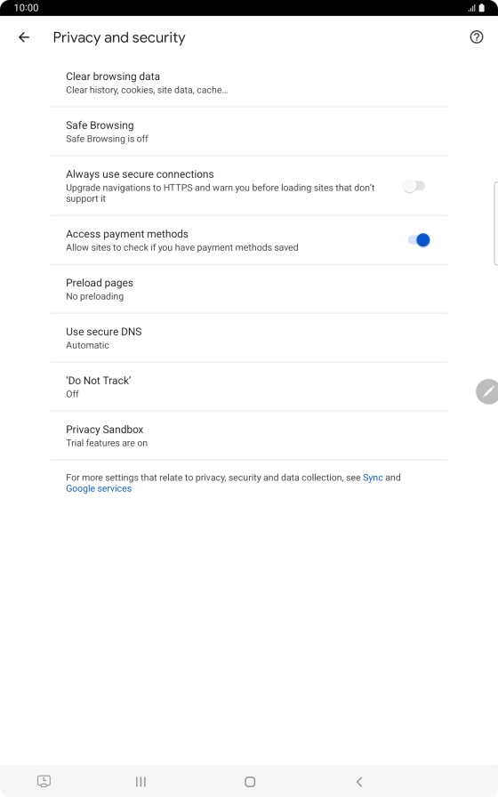 Press Clear browsing data.
