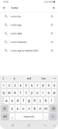 Key in Twitter and press the search icon.