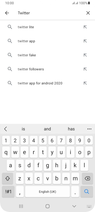Key in Twitter and press the search icon.