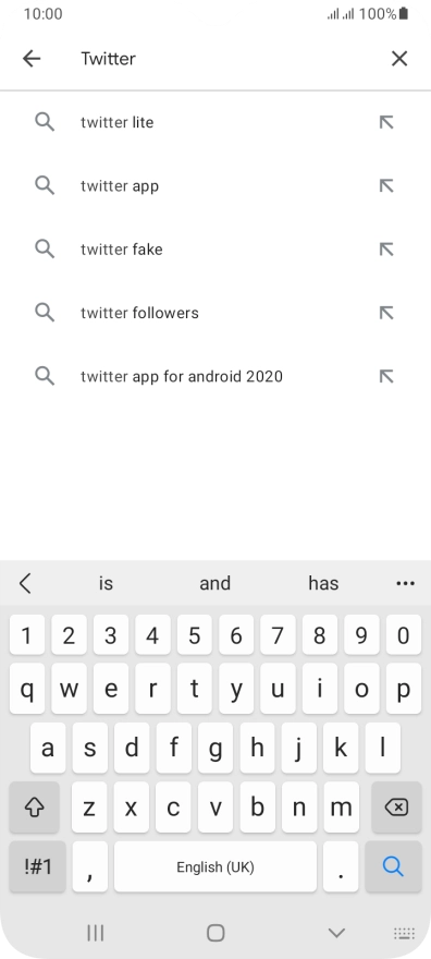 Key in Twitter and press the search icon.