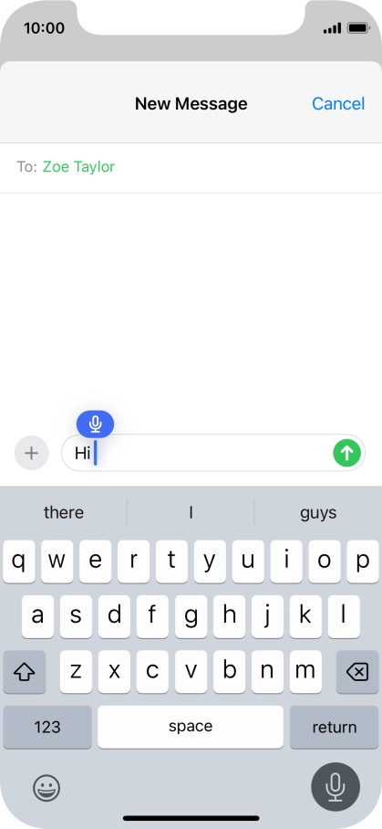 Press the microphone icon to end dictation.