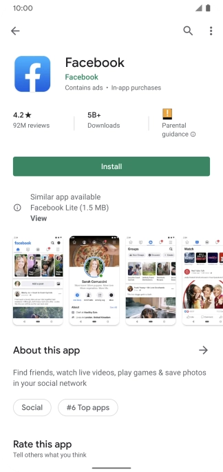 Press Install and follow the instructions on the screen to install the app.