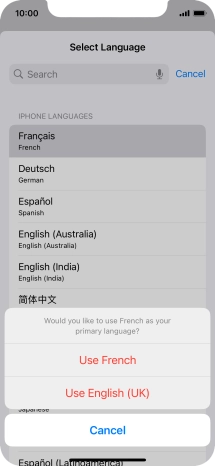 To select the new language as the default phone language, press Use ‹language› .