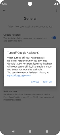 If you turn off the function, press TURN OFF.