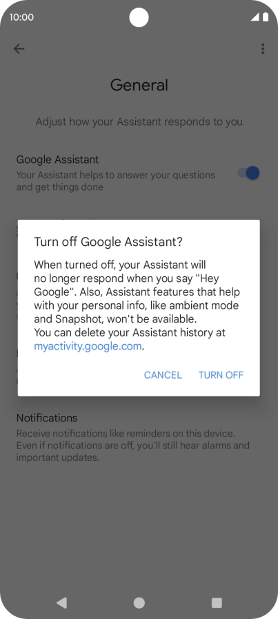 If you turn off the function, press TURN OFF.