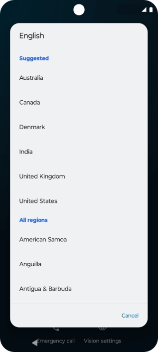 Press the required country.