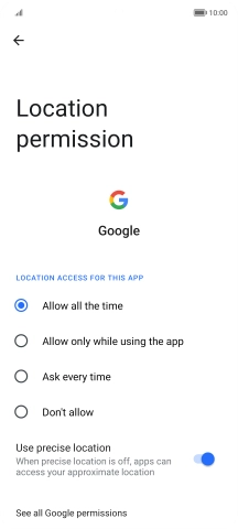 Press the required setting.