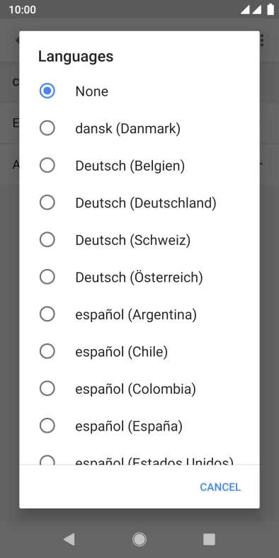 Press the required language.
