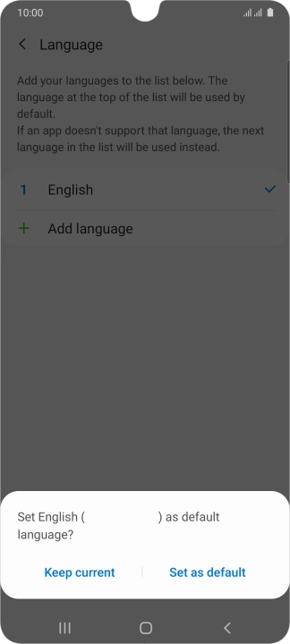 To select the new language as the default phone language, press Set as default.
