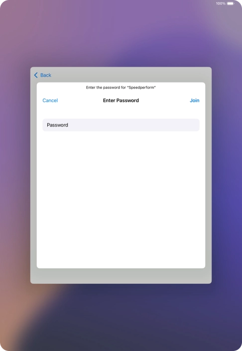 Key in the password for the Wi-Fi network and press Join.
