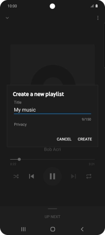 Key in a name for the playlist and press CREATE.