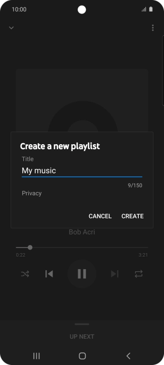 Key in a name for the playlist and press CREATE.